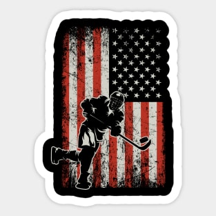 USA Flag Hockey Player Sticker